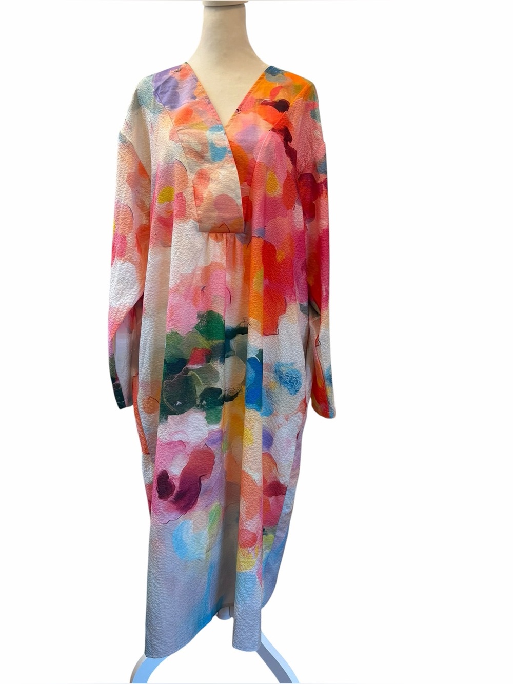 Colorful Abstract Print V-Neck Maxi Dress. NWOT